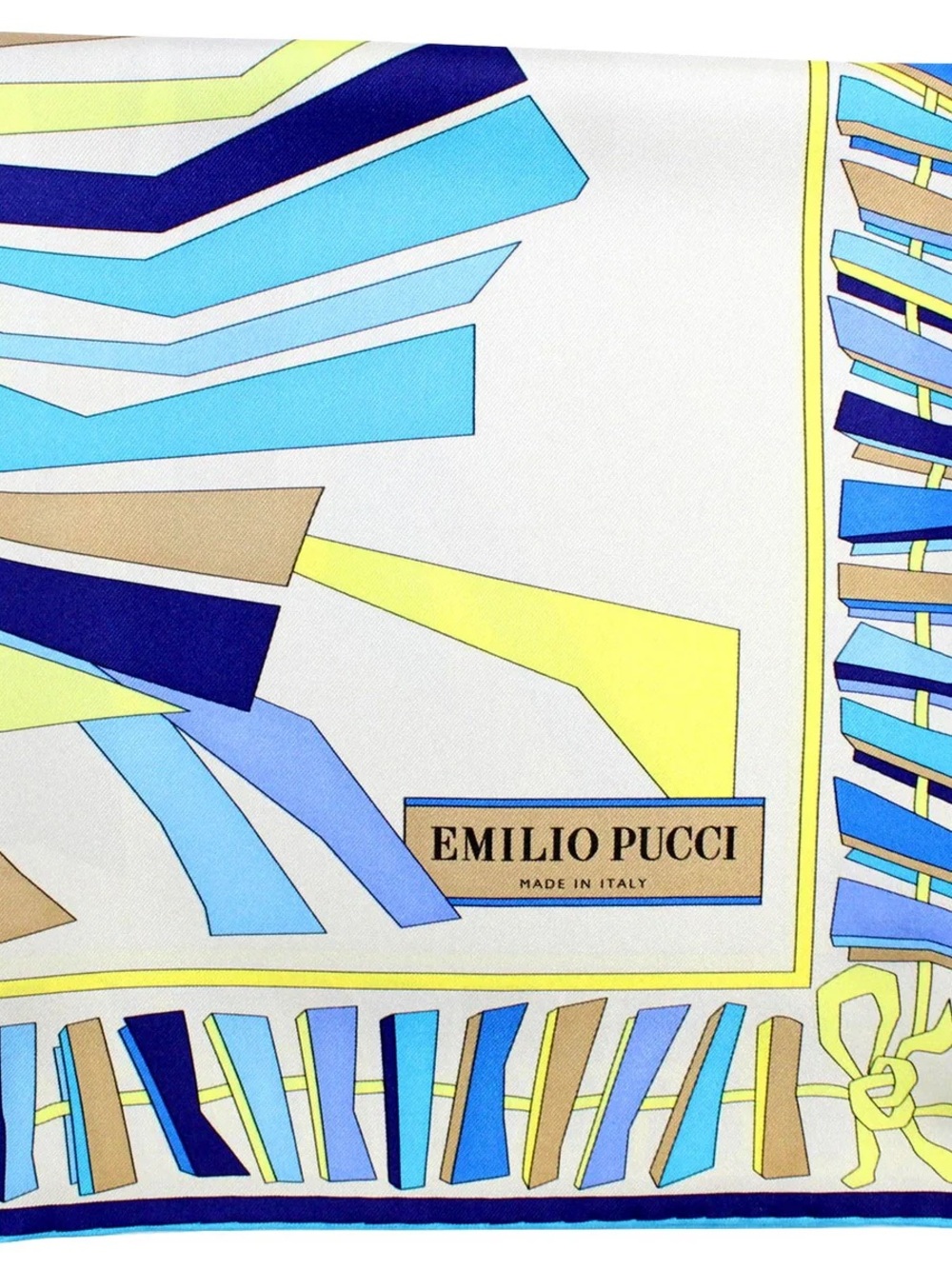 Emilio Pucci Scarf Gray Blue Taupe Aqua - Large Twill Silk Square Scarf - Picture 2 of 5